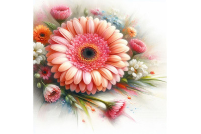 4 Gerbera daisy flower greeting card