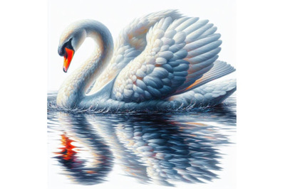 4 Swan Reflections. A swan