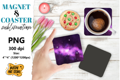 Galaxy magnet/Galaxy coaster. Galaxy sublimation design