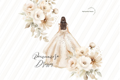 Ivory White Dresses Quinceaera Clipart