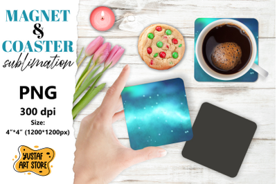 Galaxy magnet/Galaxy coaster. Galaxy sublimation design