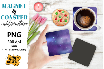 Galaxy magnet/Galaxy coaster. Galaxy sublimation design