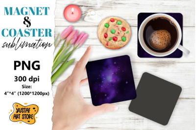 Galaxy magnet/Galaxy coaster. Galaxy sublimation design