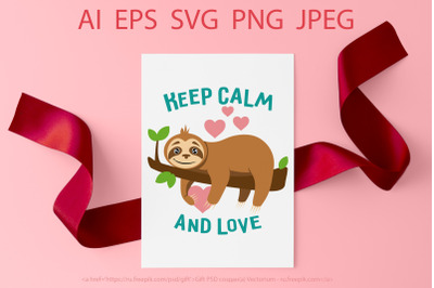 Valentine&#039;s day svg. cute sloth cut file for crafters