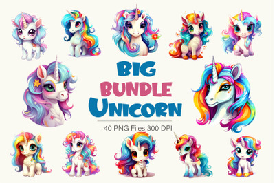 Big bundle of Cute unicorns. TShirt Sticker.