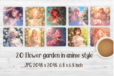 20 Flower garden Square Sublimation