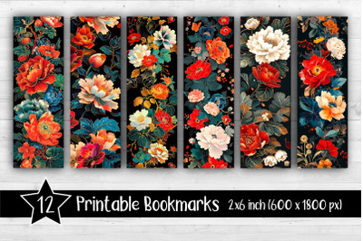 Flowers Bookmarks Printable 2x6 inch