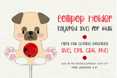 Pug Dog | Lollipop Holder | Paper Craft Template