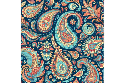 A bundle of 4 Colorful seamless Paisley