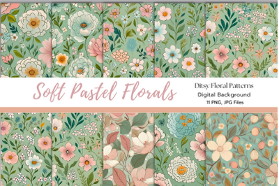 Soft Pastel Ditsy Florals Digital Paper Pack