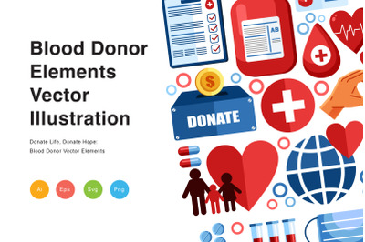 Blood Donor Elements Vector Illustration