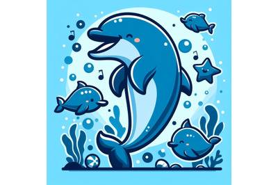 A bundle of y dolphin cartoon