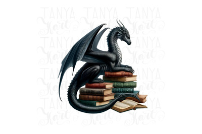 Dragon Reading Book PNG Digital Download