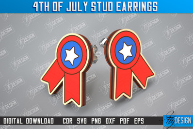 4th of July Stud Earrings | Patriotic Earrings | Red White Blue | CNC