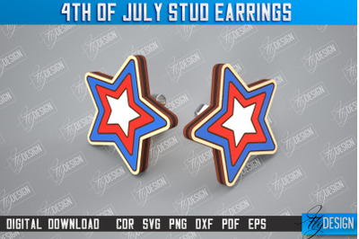 4th of July Stud Earrings | Patriotic Earrings | Red White Blue | CNC