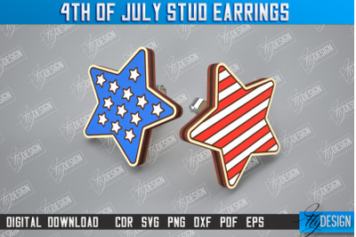 4th of July Stud Earrings | Patriotic Earrings | Red White Blue | CNC