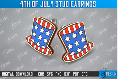 4th of July Stud Earrings | Patriotic Earrings | Red White Blue | CNC