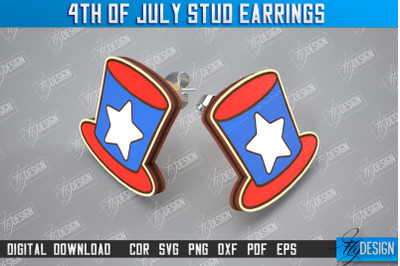 4th of July Stud Earrings | Patriotic Earrings | Red White Blue | CNC