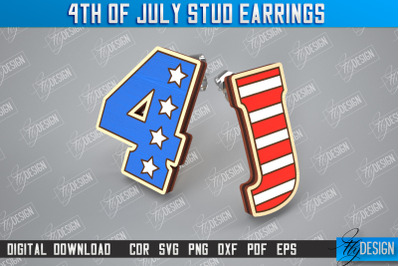 4th of July Stud Earrings | Patriotic Earrings | Red White Blue | CNC