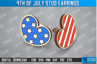 4th of July Stud Earrings | Patriotic Earrings | Red White Blue | CNC