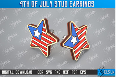 4th of July Stud Earrings | Patriotic Earrings | Red White Blue | CNC