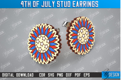 4th of July Stud Earrings | Patriotic Earrings | Red White Blue | CNC