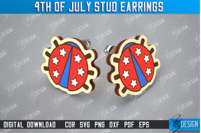 4th of July Stud Earrings | Patriotic Earrings | Red White Blue | CNC