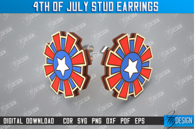 4th of July Stud Earrings | Patriotic Earrings | Red White Blue | CNC