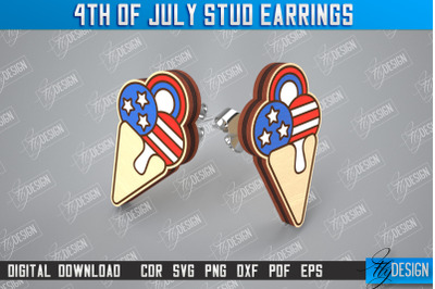 4th of July Stud Earrings | Patriotic Earrings | Red White Blue | CNC