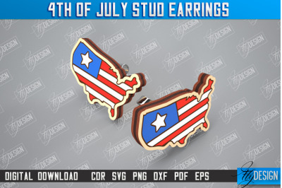 4th of July Stud Earrings | Patriotic Earrings | Red White Blue | CNC