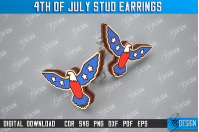 4th of July Stud Earrings | Patriotic Earrings | Red White Blue | CNC