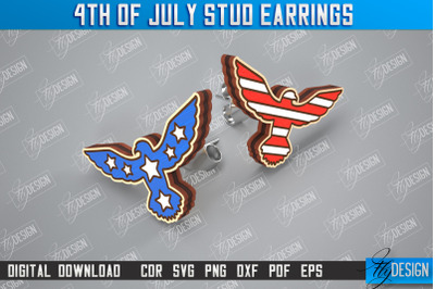 4th of July Stud Earrings | Patriotic Earrings | Red White Blue | CNC