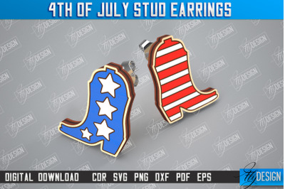 4th of July Stud Earrings | Patriotic Earrings | Red White Blue | CNC