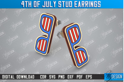 4th of July Stud Earrings | Patriotic Earrings | Red White Blue | CNC