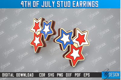 4th of July Stud Earrings | Patriotic Earrings | Red White Blue | CNC