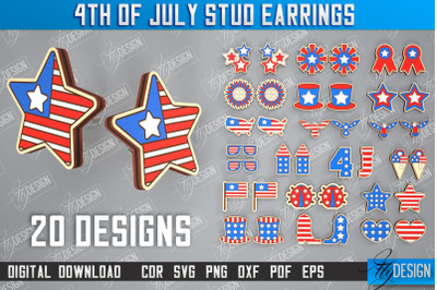 4th of July Stud Earrings Bundle | Patriotic Earrings | Red White Blue