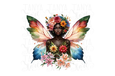 Floral Fairy Melanin &amp;amp; Black Girl PNG