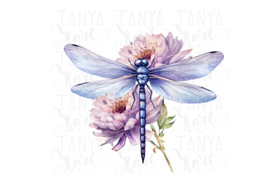 Dragonfly Floral Printable Artwork&2C; Digital Downloads for Sublimation