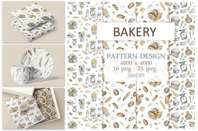 Watercolor Bakery Pattern Bundle