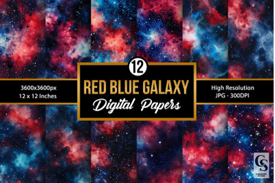 Red &amp; Blue Galaxy Digital Papers