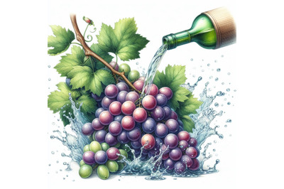 A bundle of 1 A bunch of grapes is being splashed w