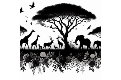 A bundle of African scenery with animals