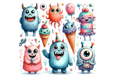 A bundle of  cartoon cute monsters