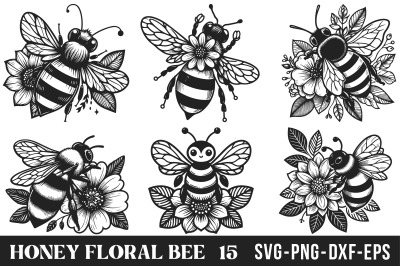 Honey Floral Bee SVG Bundle