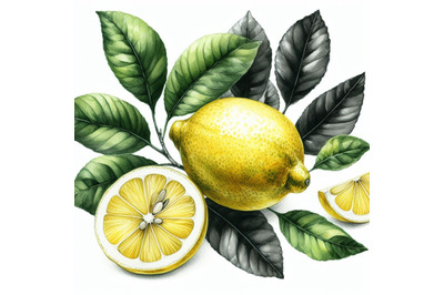 A bundle of resh lemon with green leav