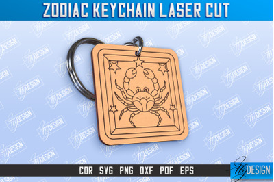 Cancer Keychain Laser Cut | Astrology Design | Zodiac Sign | CNC File