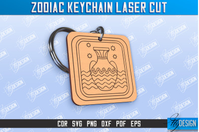 Aquarius Keychain Laser Cut | Astrology Design | Zodiac Sign | CNC