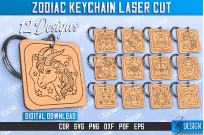 Zodiac Keychain Laser Cut Bundle | Astrology Design | Zodiac Sign