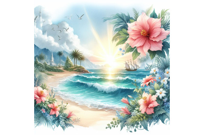 A bundle of Beautiful Beach with Fantasy Flower