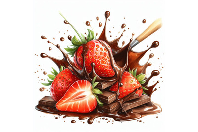 A bundle of  Strawberries with melted chocolate spl